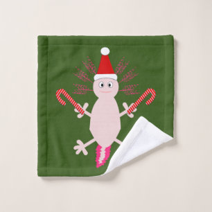 Cute Christmas Axolotl Wash Cloth