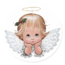 Cute Christmas Baby Angel Head In Hands