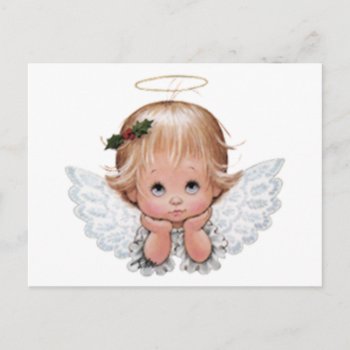 Cute Christmas Baby Angel Head In Hands Postcard by santasgrotto at Zazzle