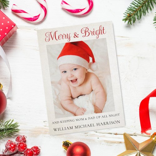 Cute Christmas Baby Birth Announcement Photo Card
