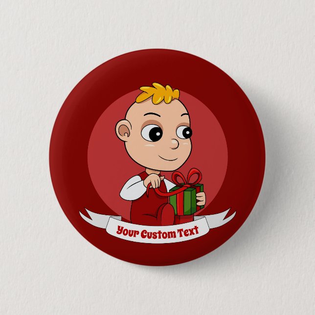 Cute Christmas baby cartoon Button (Front)