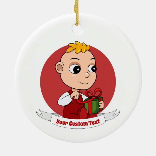 Cute Christmas baby cartoon Ceramic Ornament (Back)