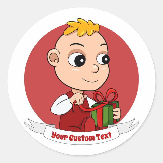 Cute Christmas baby cartoon Classic Round Sticker (Front)
