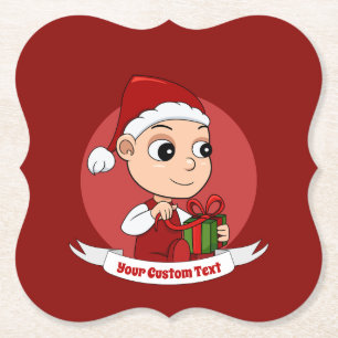 Cute Christmas baby cartoon Paper Coaster