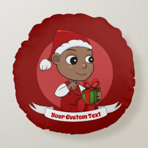 Cute Christmas baby cartoon Round Pillow