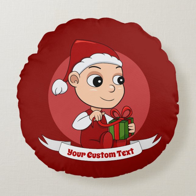 Cute Christmas baby cartoon Round Pillow (Front)