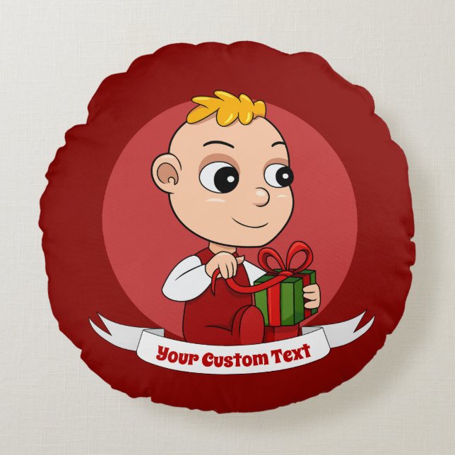 Cute Christmas baby cartoon Round Pillow (Front)
