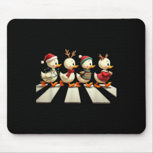 Cute Christmas Baby Ducks Parade Crosswalk Holiday Mouse Pad