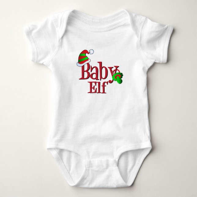 Cute Christmas Baby Elf Baby Bodysuit (Front)