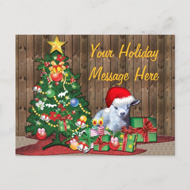 Cute Christmas Baby Goat Holiday Postcard (Front)