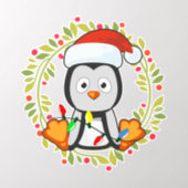 Cute Christmas Baby Penguin | White Holiday Wall Decal (Insitu 2)