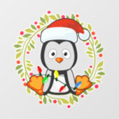 Cute Christmas Baby Penguin | White Holiday Wall Decal (Front)