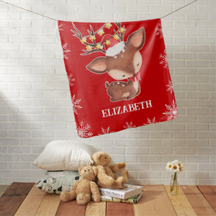 Cute Christmas Baby Reindeer Baby Blanket