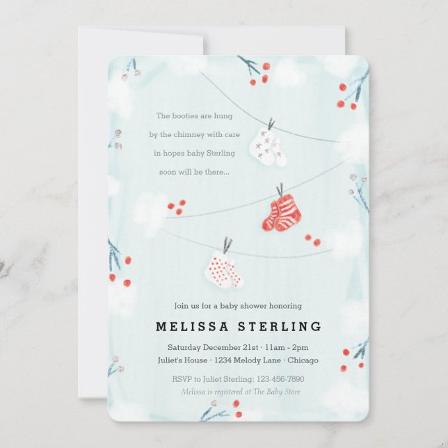 Cute Christmas Baby Shower Invitation (Front)
