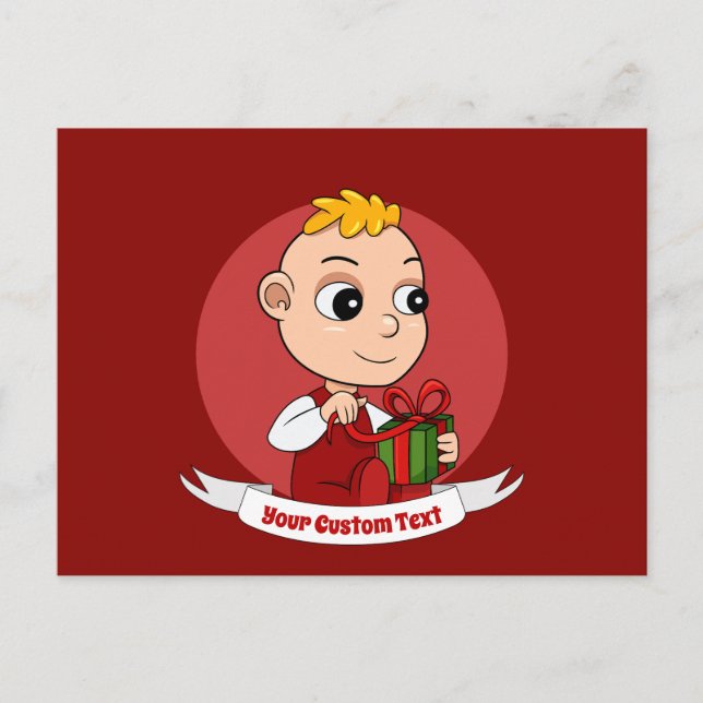 Cute Christmas baby with blond hair cartoon Postcard (Front)