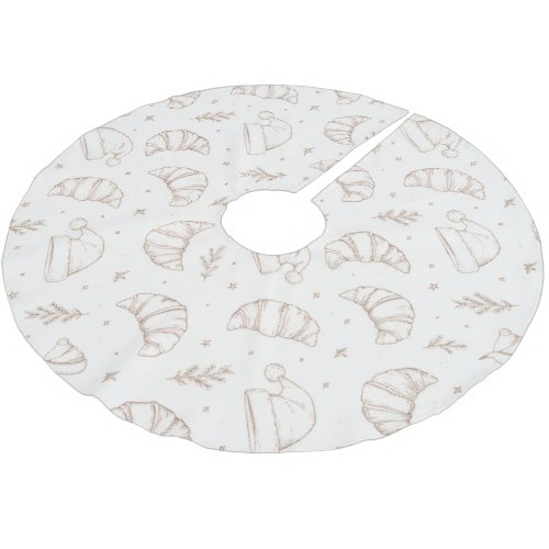 Cute christmas bakery croissant pattern brushed polyester tree skirt