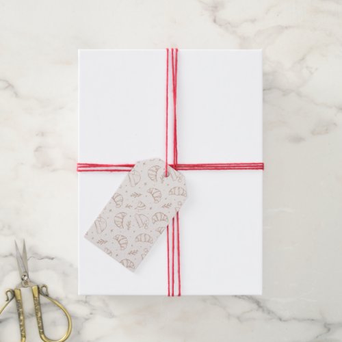Cute christmas bakery croissant pattern gift tags
