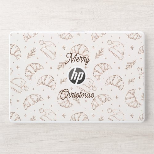 Cute christmas bakery croissant pattern HP laptop skin