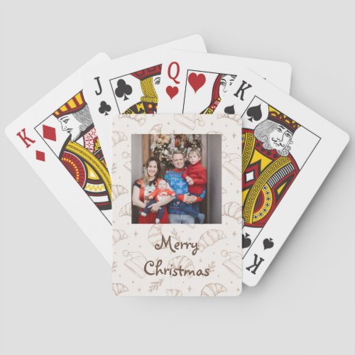 Cute christmas bakery croissant pattern poker cards
