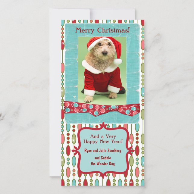 Cute Christmas Beaded Whimsy Custom Holiday Card (Front)