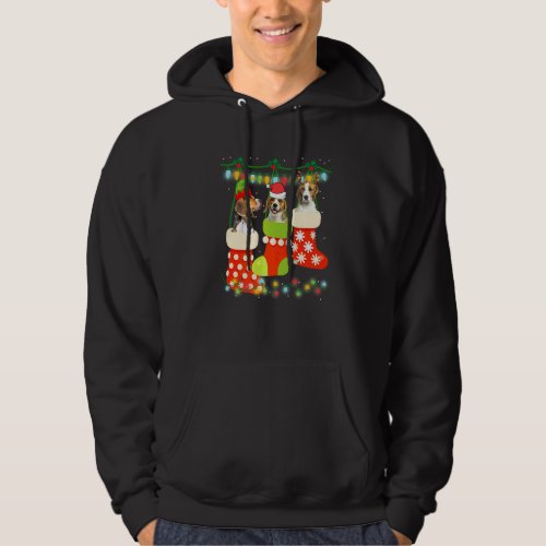 Cute Christmas Beagle In Sock Xmas Reindeer Santa  Hoodie