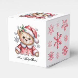 Cute Christmas Bear and Snowflakes Baby Shower Favor Boxes