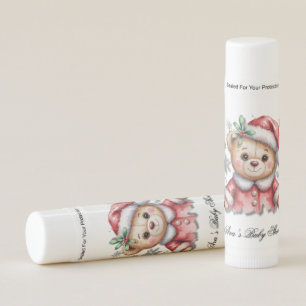 Cute Christmas Bear and Snowflakes Baby Shower Lip Balm
