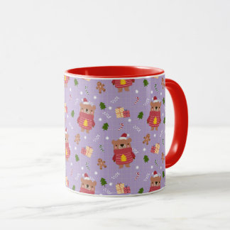 Cute Christmas Bear Pattern | Cozy Holiday Winter  Mug