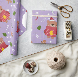 Cute Christmas Bear Pattern | Cozy Holiday Winter  Wrapping Paper
