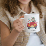 Cute Christmas Bear Snowman Red Car Custom Name Coffee Mug<br><div class="desc">This cute and colorful mug features a whimsical winter themed illustration of an adorable bear and snowman driving in a red car. Personalize it with your name in a retro typewriter font. Great gift idea!</div>