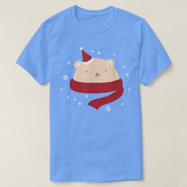 Cute Christmas Bear Winter Snow New Year  T-Shirt (Design Front)