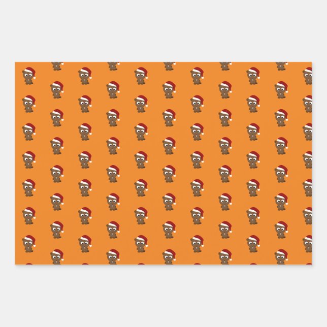 Cute Christmas Beavers Wrapping Paper Sheets (Front)