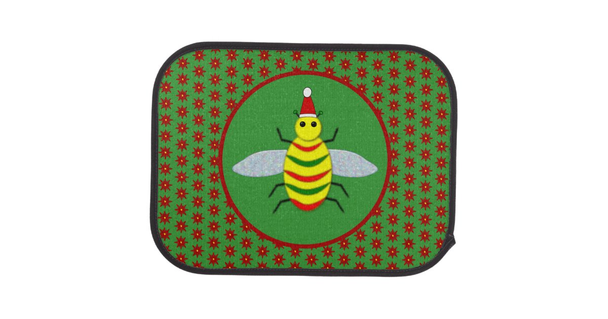 Cute Christmas Bee And Poinsettia Flowers Car Floor Mat Zazzle Com