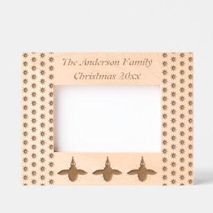 Cute Christmas Bee and Poinsettia Flowers Custom Engraved Frames