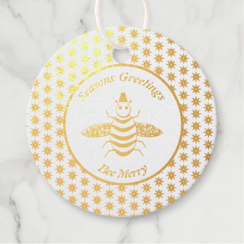 Cute Christmas Bee and Poinsettia Flowers Foil Favor Tags