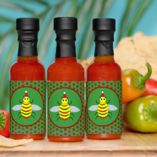 Cute Christmas Bee and Poinsettia Flowers Hot Sauces