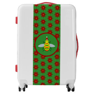 Cute Christmas Bee and Poinsettia Flowers Luggage