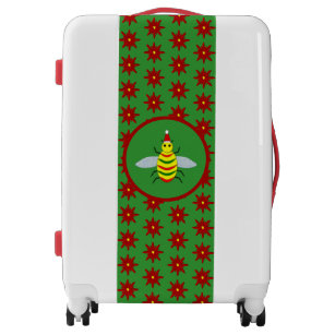 Cute Christmas Bee and Poinsettia Flowers Luggage