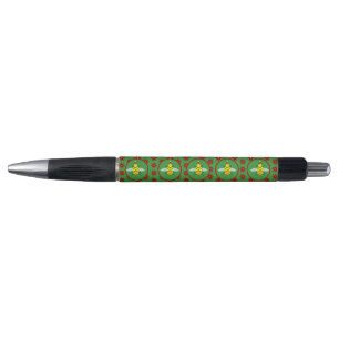 Cute Christmas Bee and Poinsettia Flowers Pen