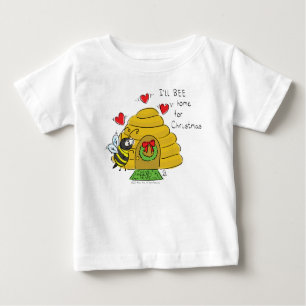 Cute Christmas Bee Funny Holiday Cartoon Baby T-Shirt