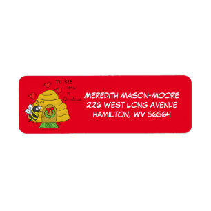 Cute Christmas Bee Funny Holiday Cartoon Label