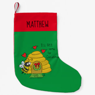 Cute Christmas Bee Funny Holiday Cartoon Small Christmas Stocking