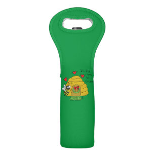 Cute Christmas Bee Funny Holiday Cartoon Wine Bag