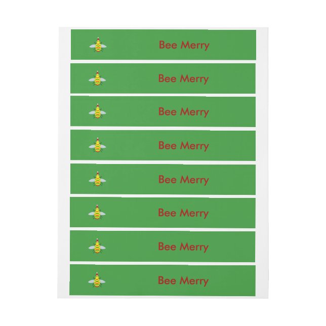Cute Christmas Bee Wrap Around Address Label (Sheet)