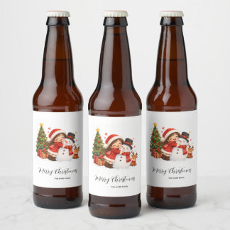 Cute Christmas Beer Bottle Label