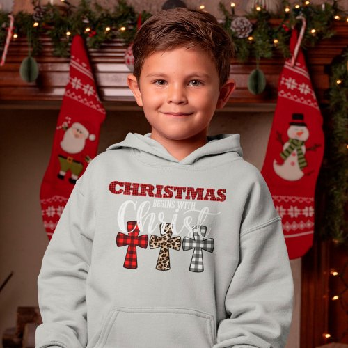 Cute Christmas Begins With Christ Religious Hoodie