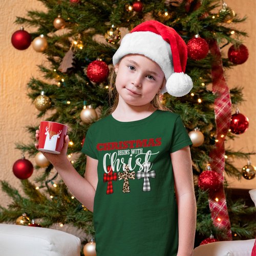 Cute Christmas Begins With Christ Religious T_Shirt