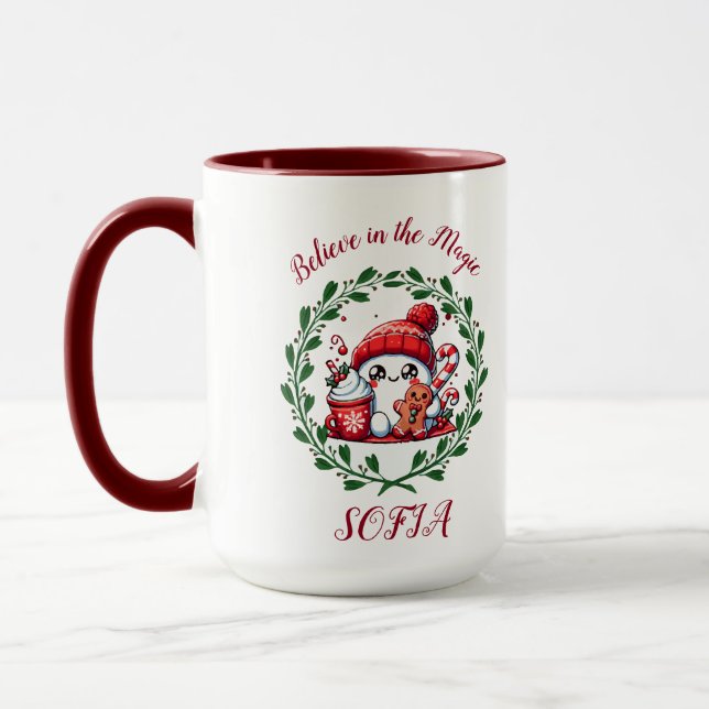Cute Christmas Believe in the Magic   Mug (Left)
