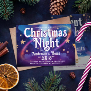 Cute Christmas Belive In Magic Night Galaxy Party Invitation