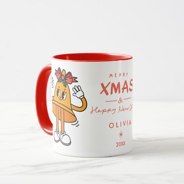 Cute Christmas Bell Mug | Personalized Holiday  (Front Left)